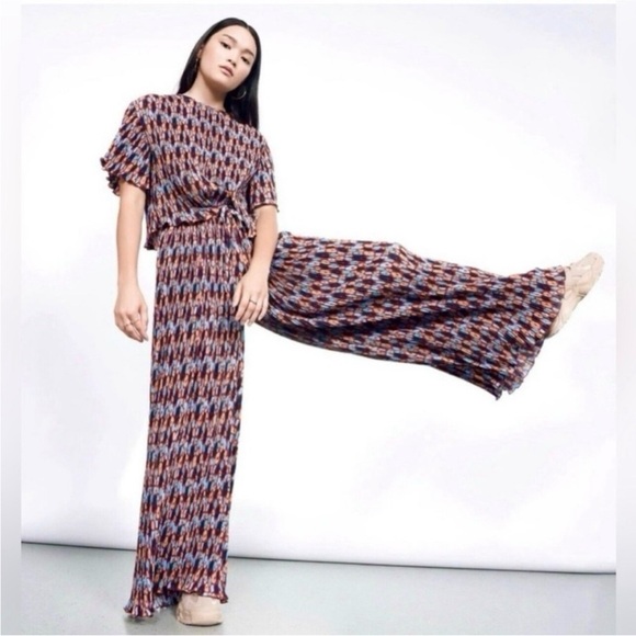 Wildfang Pants - NWT Wildfang The Empower Plisse Wide leg pleated drawstring pant